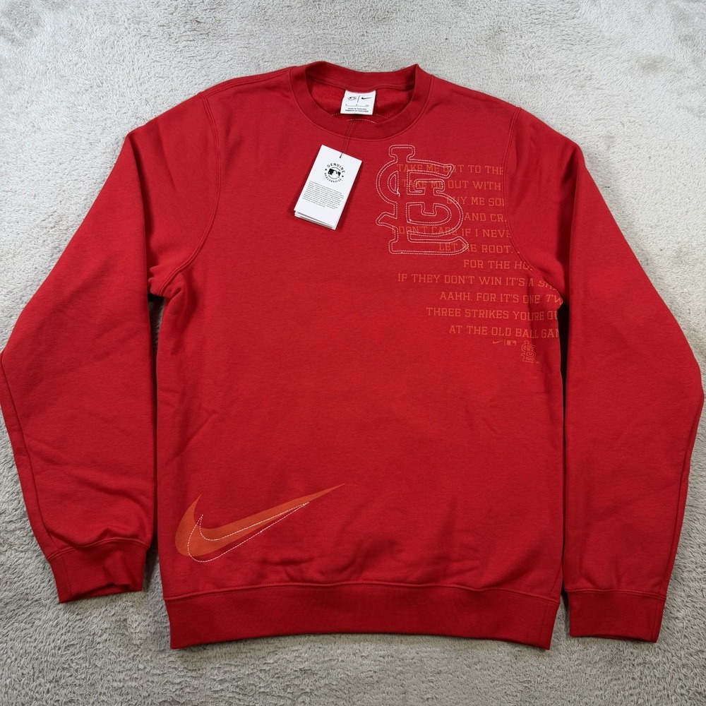 Nike St. Louis Cardinals Sweatshirt Mens Small Red MLB Dri-Fit Fleece Crewneck